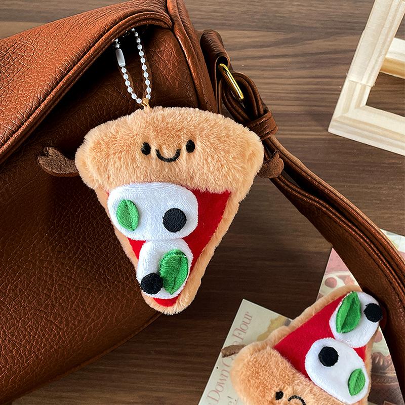Uroczy Pluszowy Mini Wisiorek Pizza Dziewczęcy Wisiorek do Plecaka Prezent Urodzinowy Wisiorek do Kluczy