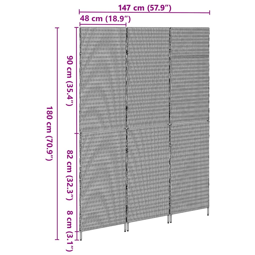 Room Divider Beige 147 X 180 Cm Poly Rattan