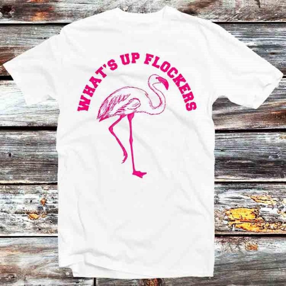 

Футболка 230GSM 100% хлопок Футболка Whats Up Flockers Фламинго Винтажная ретро подарочная мужская женская унисекс мультяшная аниме-футболка B1265 XS белый