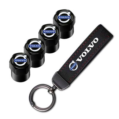 Tapas de Válvula de Rueda de Neumático de Coche Cubierta Llavero de Cuero para Llave de Coche Anillo Llavero Para V60 V40 XC90 XC40 S60 XC60 V70 S90 V90 Accesorios