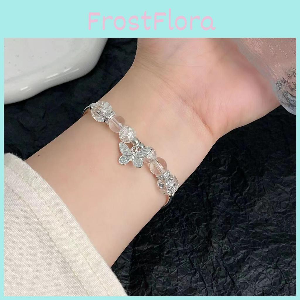 Butterfly Silver Sophisticated Bracelet Elegant Glass Beads Tradition Chinese