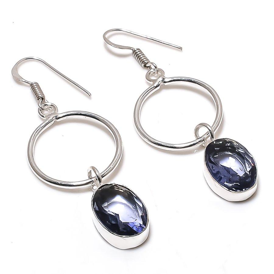 Natural Tanzanite Quartz Gemstone 925 Sterling Silver Jewelry Earring 2.21 AE-12541
