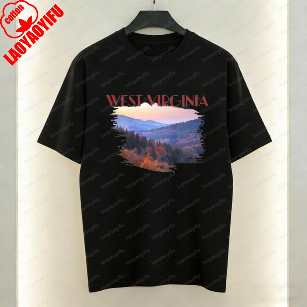 West Virginia Nature Unisex Cotton Tee Appalachian Mountain View Graphic TShirt for Unisex Summer Soft Breathable Casual Attire
