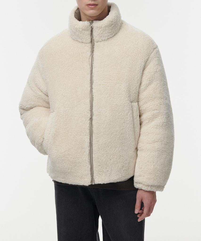 Musinsa Standard Daily Puffer Reversible Fleece Short Padded Jacket [Dusty Beige/Cream]