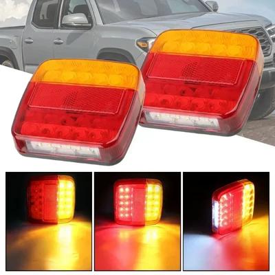 2Pcs Trailer Rear Tail Light 26LED 12V Turn Light Stop Light Reflector License Plate Light Trailer Truck