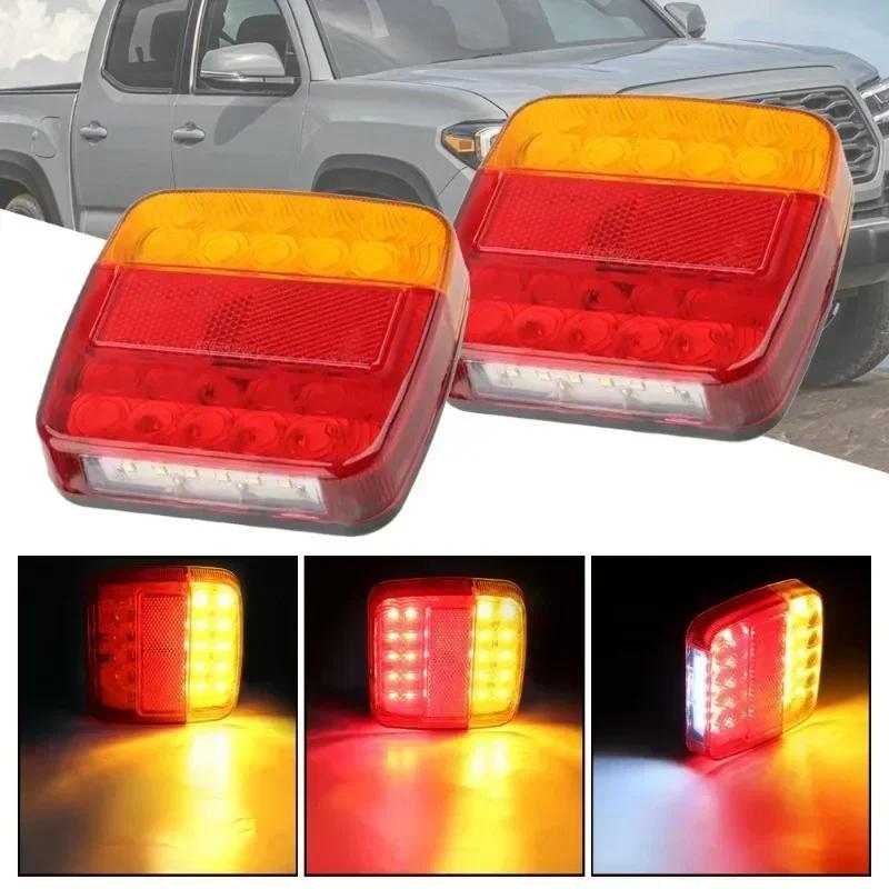2Pcs Trailer Rear Tail Light 26LED 12V Turn Light Stop Light Reflector License Plate Light Trailer Truck