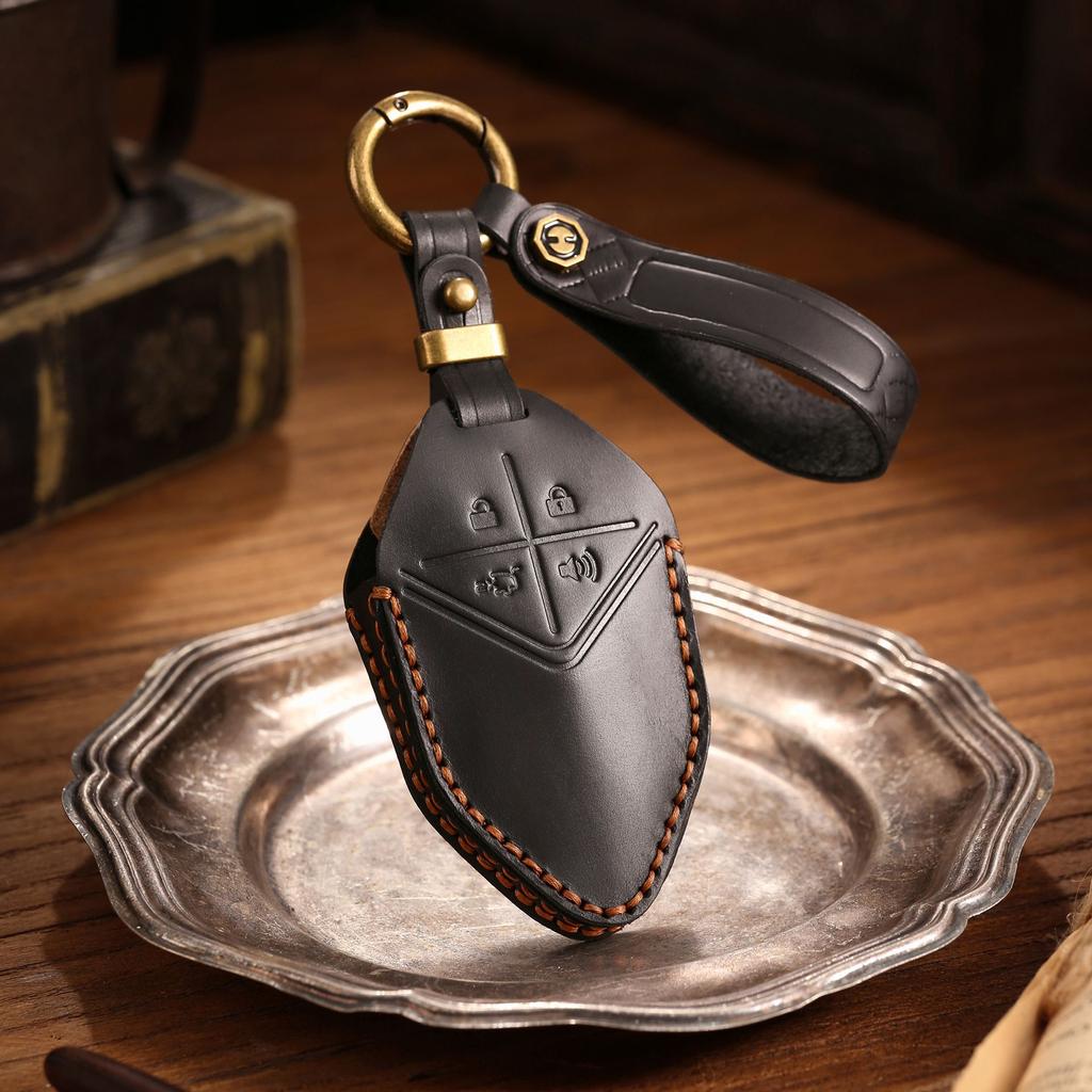 Suitable for Changan Dark Blue SL03 Smart Key Case Leather UNI-K/T UNI-V Car Key Case Ring