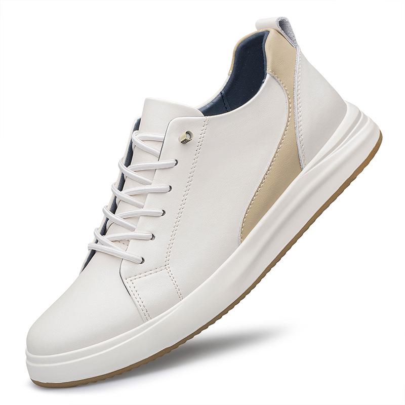 Men s White Casual Sneakers - Spring Edition, 6CM Height Increasing Sneakers 37