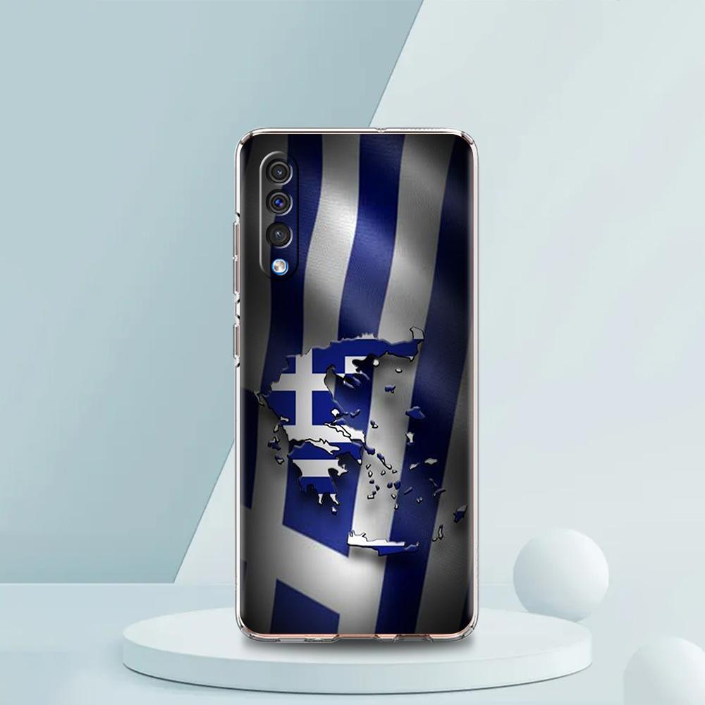 Greece Greek Flag Transparent Phone Case for Samsung Galaxy A16 A14 A12 A22 A24 A42 A02 A06 A50 A70 A20 A30 A40 Soft TPU Cover