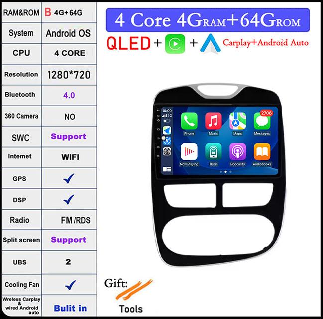 10" For Renault Clio 4 2012-2016 Carplay Car RadioMultimedia Video Player Android Auto 4G WFIGPSNavigation DSP Stereo BT
