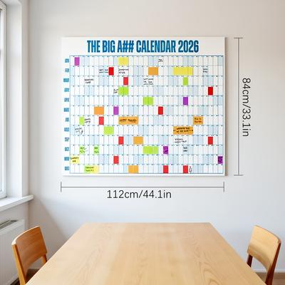 Kalender 2026 - Extra grote wandplanner met persoonlijke planningsfuncties, multifunctionele kantoorkalender voor vergaderingen en notities