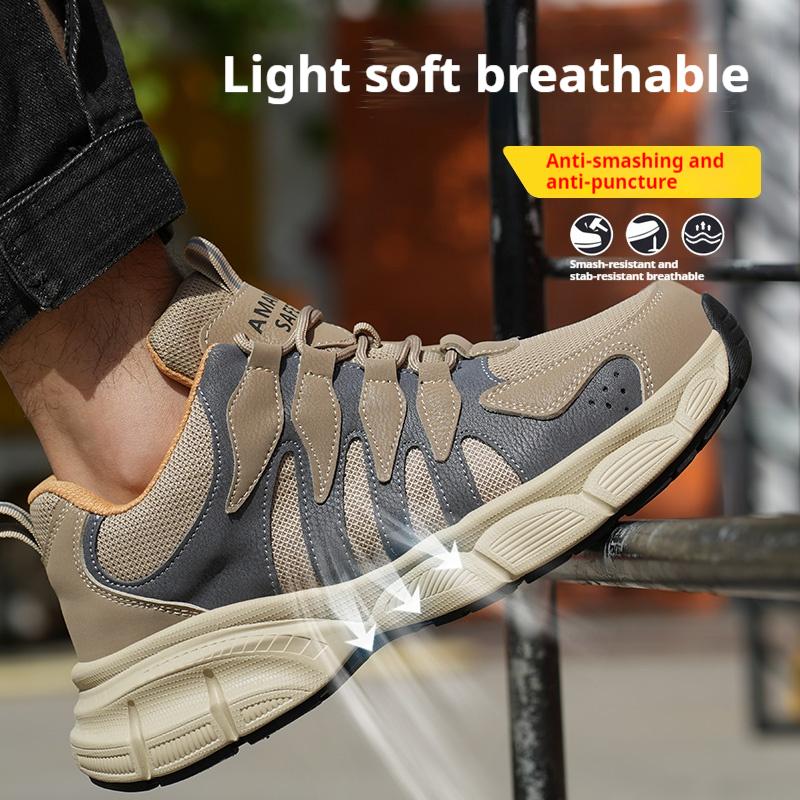 Lightweight Men Safety Shoes Steel Toe Work Sneakers Non Slip Protective Shoes Anti-smash Anti-puncture Indestructible Shoes