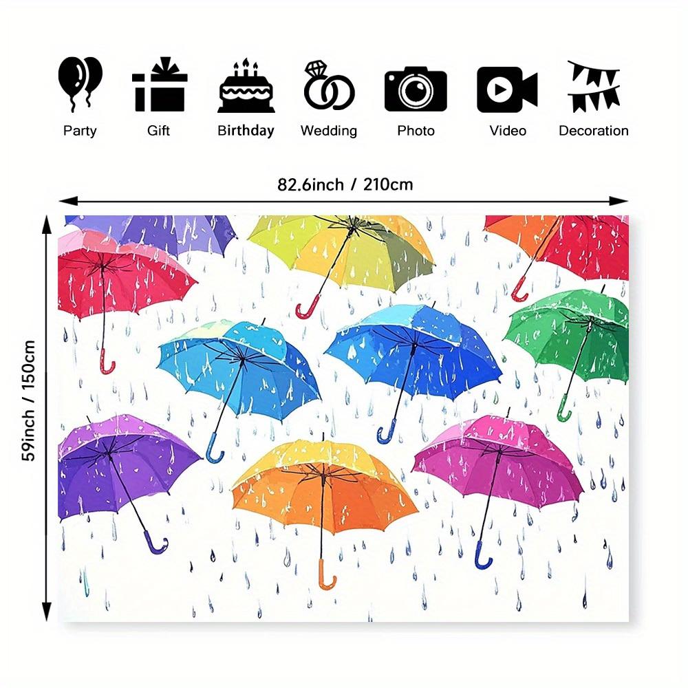 1 Stück farbiger Schirmmuster-Hintergrund - Lebendiges, regentropfen-inspiriertes Design mit bunten Schirmen - Polyester-Material