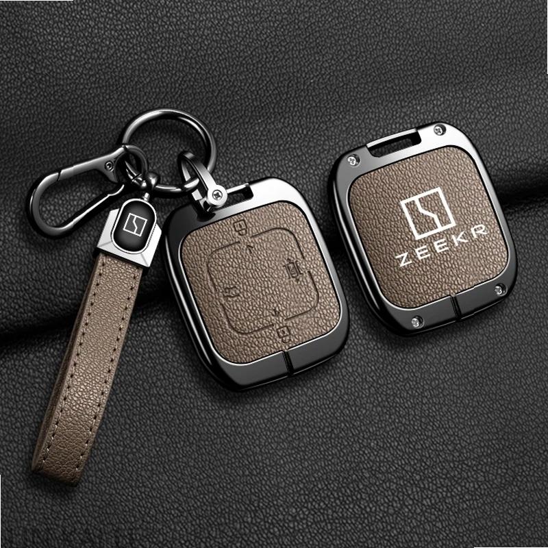 Zinc Alloy Leather Car Remote Key Case Cover Fob Shell for Zeekr 7X 2024 2025 Protector Auto Keychain Interior Accessories