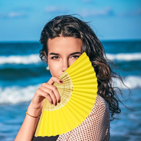 Folding Hand Fans for Women Reusable Paper Fan for Wedding Dancing Party Favors DIY Crafts Lightweight Travel Fan