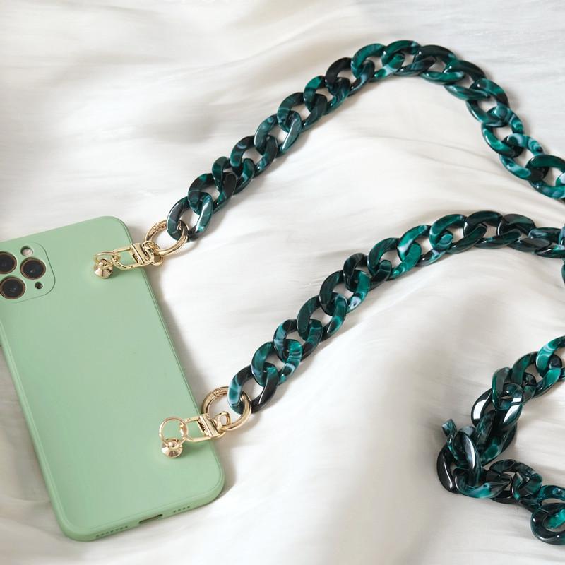 New Phone Accessory Detachable Parts Chain White Crossbody Resin Luxury Strap Amber Phone Case Chains Acrylic Shoulder Hanging Chain