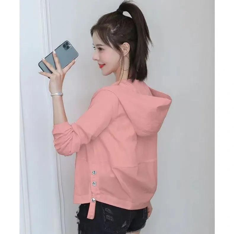 Short Sunscreen Clothing Korean Version of The Wild Anti-ultraviolet Hooded Thin Long-sleeved Breathable Women