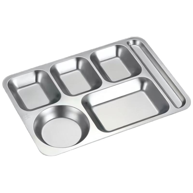 LIJIA KITCHENWARE 304 Stainless Steel 6-Grid Canteen Plate (50-Pack)