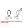 Effie Queen Stainless Steel 18k Gold Pearl Twist Style Stud Earrings Simple Jewelry for Women, Men Wedding Party Banquet STPE02