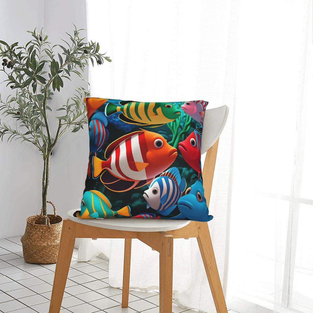 Beautiful Underwater World Colorful Fish Pillow Case Cute Funny Pillow Cover Graphic Pillowcases For Wedding Party Home Decor