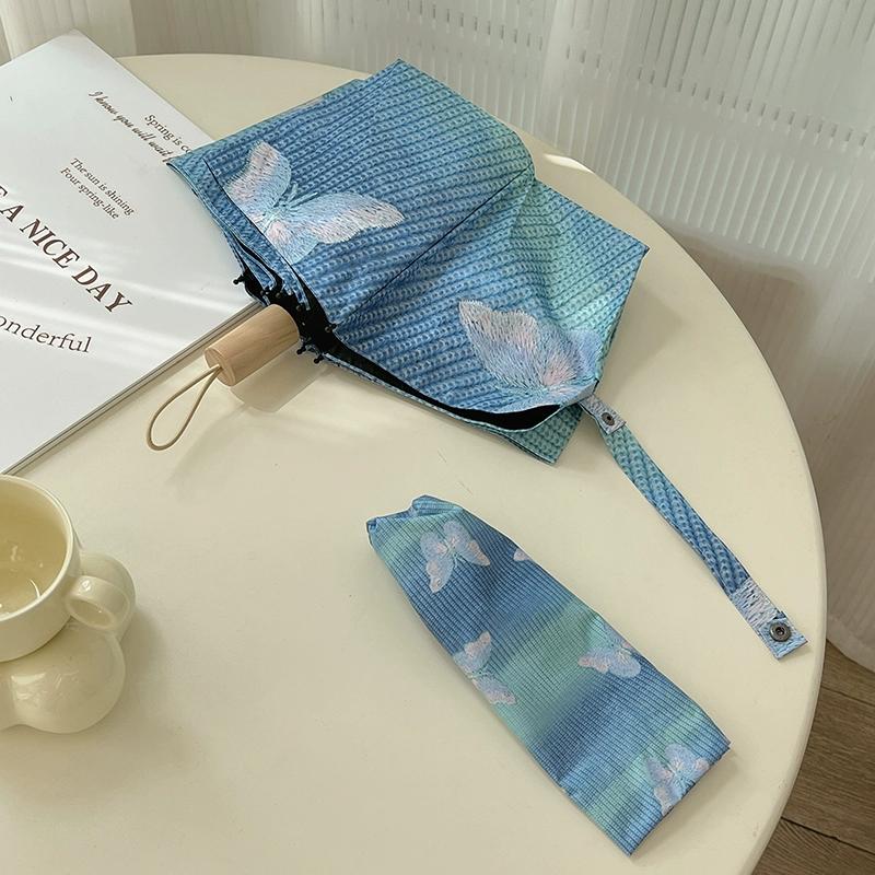 

Зонт-автомат Dopamine Butterfly с градиентом голубого цвета, высококачественный зонт двойного назначения для дождя и солнца.