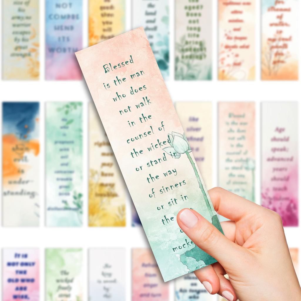 30 Watercolor Bible Bookmarks Cartoon Cute Reading Book Pages Book Labeling Decoration Student Creative Gifts Diy