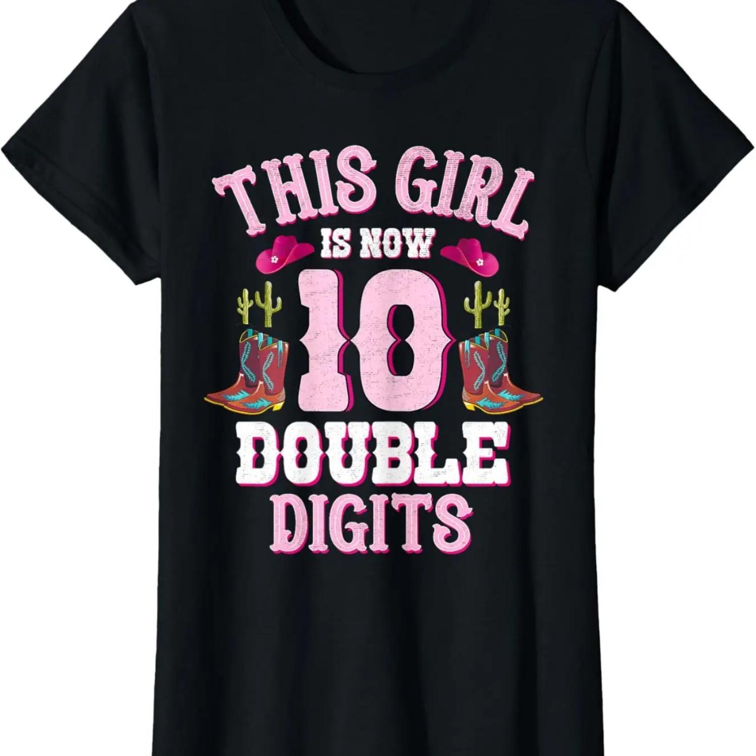 

This Girl Is Now 10 Double Digits Shirt - Western Cowboy Hat T-Shirt S чёрный