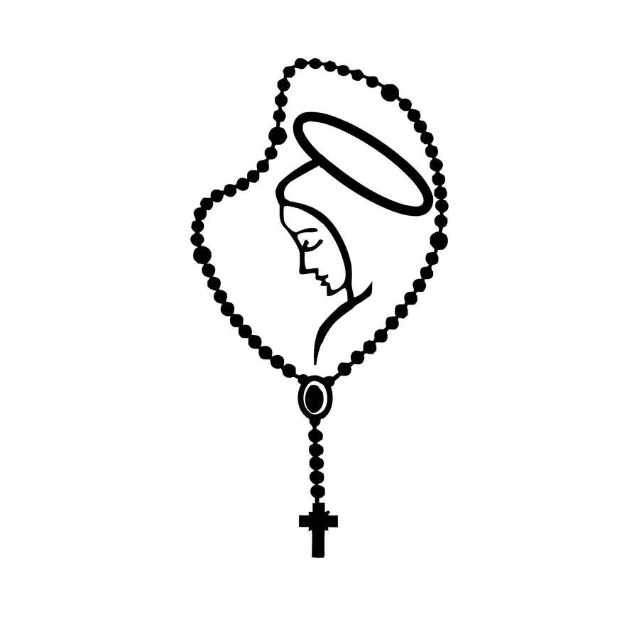 LYKX Rosary Virgin Mary Fatima Decorative Accessories Creative Sunscreen Waterproof Car Stickers Decor Motorcycle Vinyl Decals