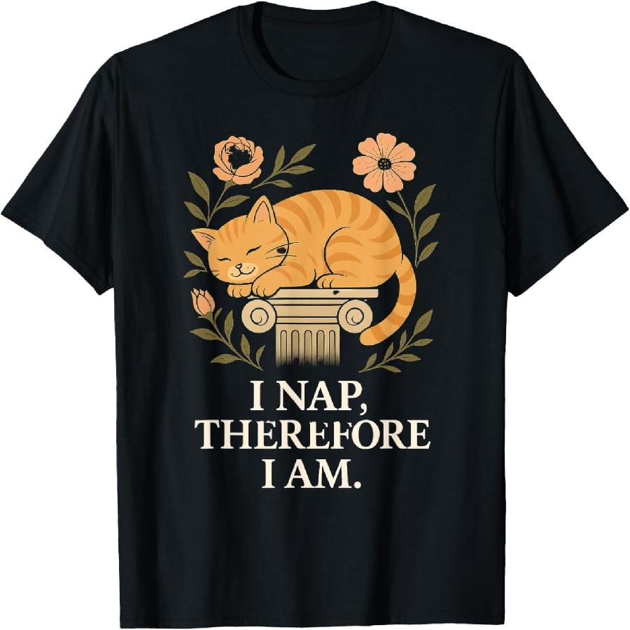 Я сплю, следовательно, я есть _ Ленивый Кот Философия Сна Сократ Мужская Женская Футболка S