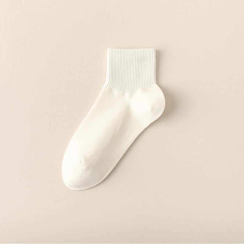 

Женские весенне-летние однотонные хлопковые носки до щиколотки в стиле кэжуал, дышащие, в студенческом стиле 1 pair белый