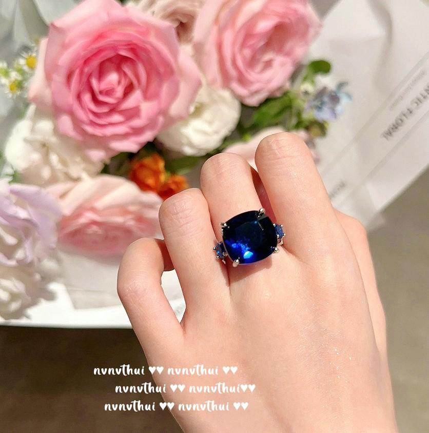 Madagascar Sapphire Necklace, Rich Woman'S Happiness, Plated With 18K Gold, Dai Blue Large Carat Zircon, Earrings.