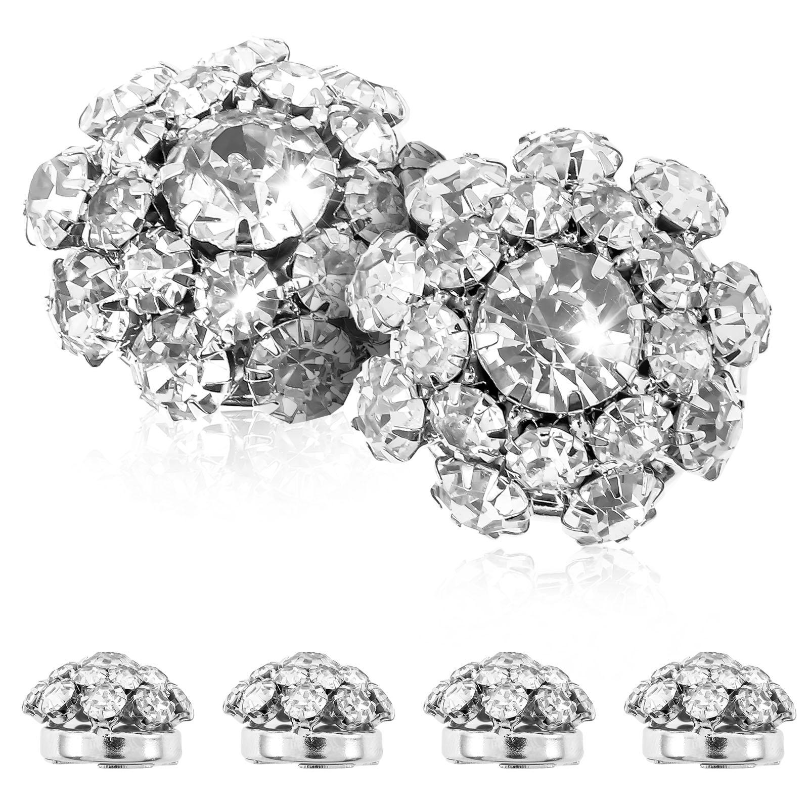 

6 Pcs Rhinestone Button Cover Decorative Button Cover Clip Easy to Install Shirt Accessory for Women Men Clothing Wedding Party