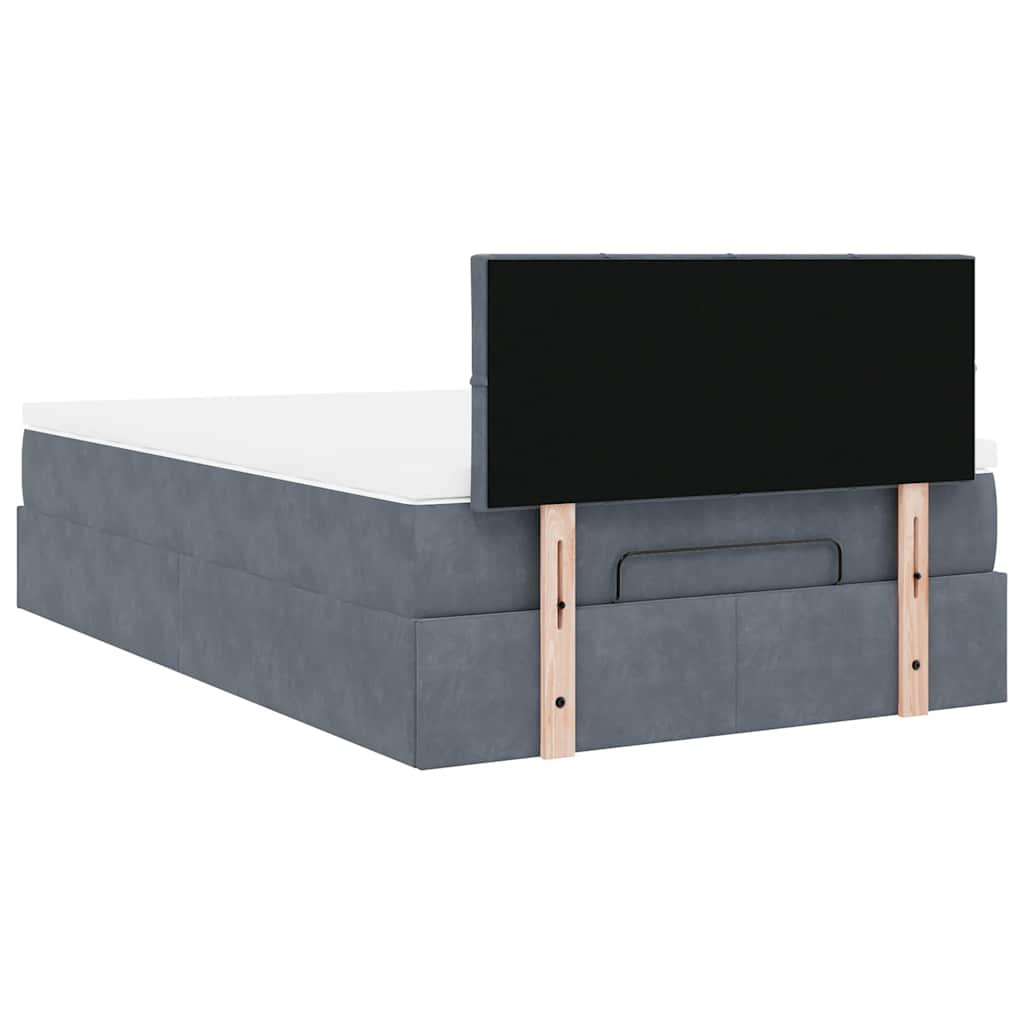 Ottoman Bed with Mattress Dark Grey 120 x 200 cm Velvet