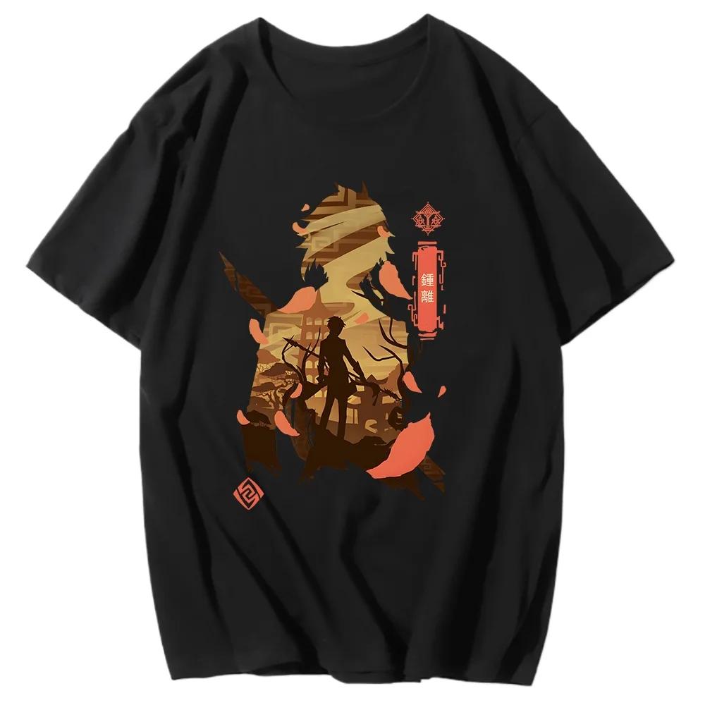 Genshin Impact Printing Tshirts Xiao Venti Print Tee Shirts Hu Tao Zhong Li Graphic T-shirt Kaedehara Kazuha Raiden Shogun Tees