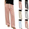 Women’s Relaxed Fit Striped Print Wide Leg Drawstring Pants Casual Lounge Elastic Waist Trousers with Pockets for Everyday Wear