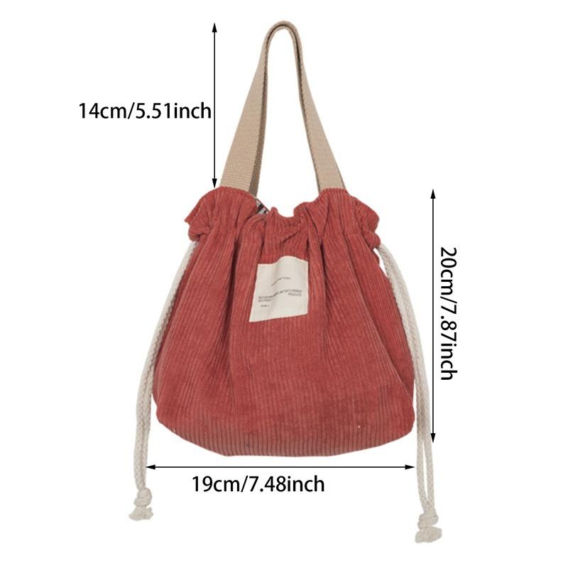 Nová taška na oběd, manšestrová plátěná krabička na oběd se stahovací šňůrkou, pikniková taška, malá kabelka, nádoba na večeři, tašky na jídlo