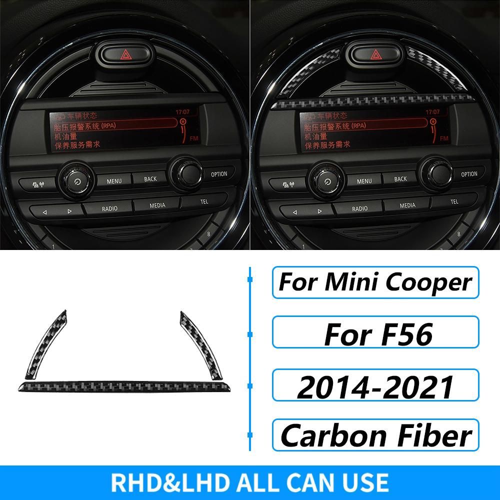 For Mini Cooper F56 2014-2021 Carbon Fiber Central Console Wheel Speedometer Air Outlet Panel Trim Set Car Accessories Sticker