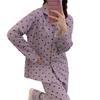 Korean Style Women's Heart Pajamas - Long Sleeve & Pants, Spring/Autumn Casual Wear