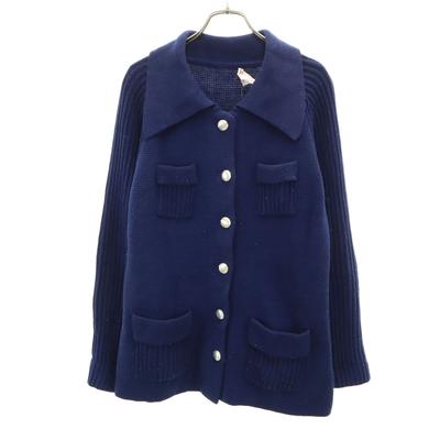 MONTGOMERY WARD 70s Vintage Long Sleeve Knit Jacket 36 Navy Women Used