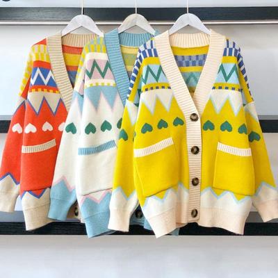 Strickjacke Frauen Frühling Faul Schöne Mode Koreanische Einfache V-ausschnitt Damen Strickwaren Übergroßen Alle-spiel Pullover Frauen