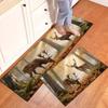 1 Stück Anti-Ermüdungs-Küchenteppiche, Plüsch Hirsch Wald Druck Wasserdicht Rutschfest Dick Gepolsterte Küchenmatte Hochbelastbare Komfort-Stehmatte für Küche