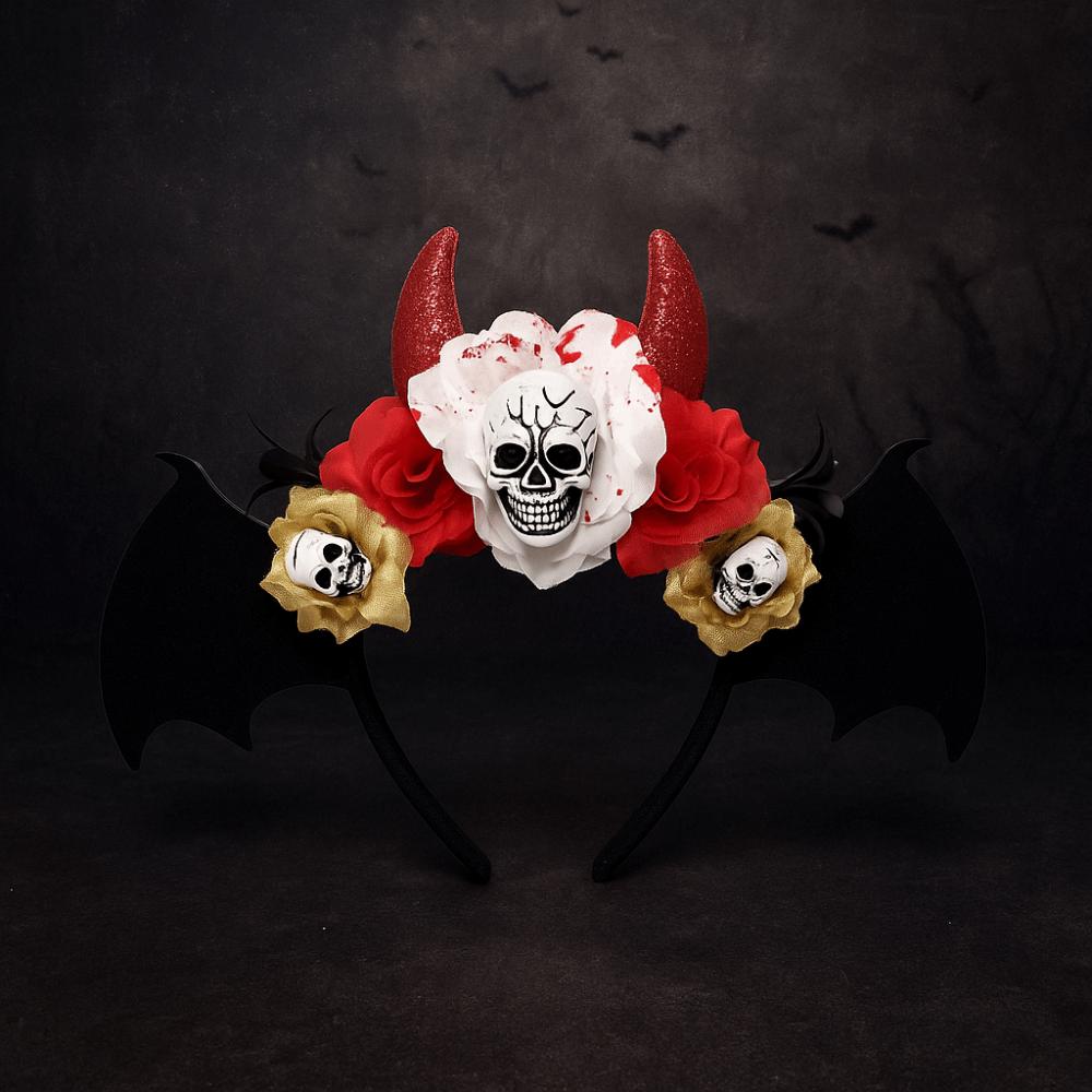 Gothic Halloween Skull Headband Dark Day of The Dead Hairband Skull Head Hair Hoop  Party