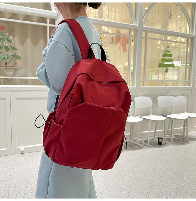 Schoolbag Simple Large Capacity Ins Solid Color Computer Backpack University High School Schoolbag Mori Department Campus Canvas Backpack Men and