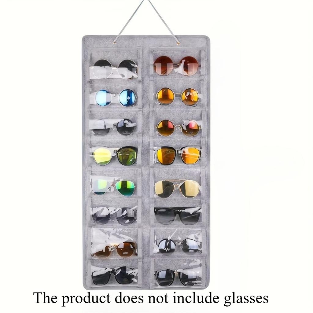 16 Slots Felt Eyeglasses Stand Holder For Sunglasses Glasses Storage Display Hanging Bag Wall Pocket Storage Box Organizer Bags