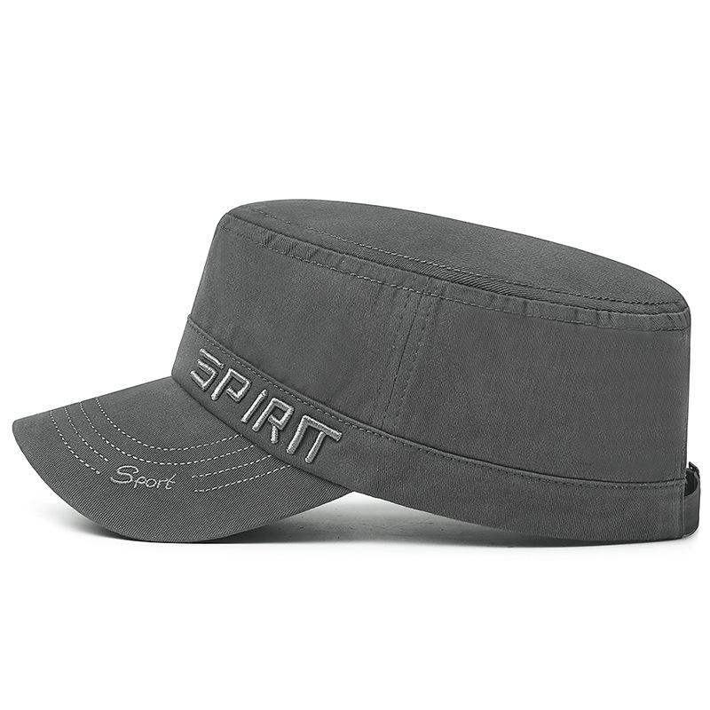 Men's Sunshade Sunscreen Outdoor Flat Top Hat Embroidered Letter Cap Military Caps Army Visors Hat Training Cadet Caps