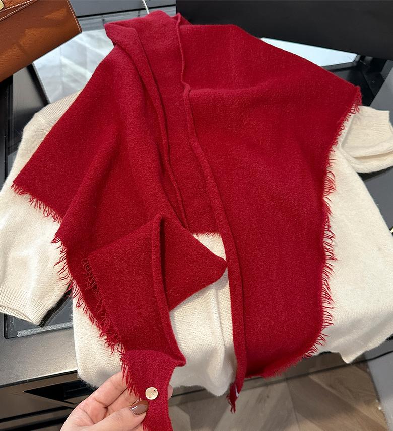 Winter Korea Knitted Triangle Scarf Wool Warm Shawl Scarf Women Neck Protection Small Fashion Solid Color Scarves