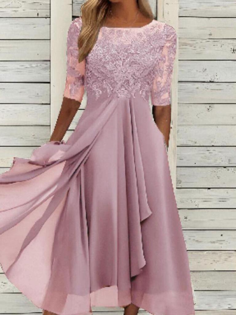 Elegancka wieczorowa suknia patchworkowa z koronką i podkreślającą talię fasonem dla kobiet