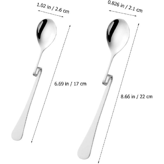 4pcs Stainless Steel Jam Honey Spoon Curved Handle Coffee Spoon Milk Mixing Spoons Teaspoon Hanging Cup Dessert Tea Spoon for Wedding Party Family