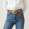 Round Western Style Cowboy Belts Y2K Ethnic Style Waistband Hollow Out Belts  Jeans Decorative