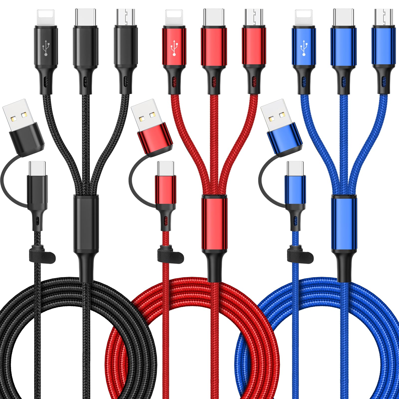 

Ankndo Multi Charging Cable Pack 4 6 в 1 Multi USB Charging Cable 3A Multi Charging Cable USB to USB Port Universal Charging Cable for [3 Feat] A/C